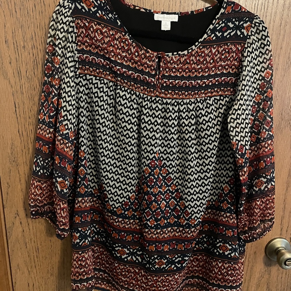 Charter Club Multicolor Bohemian Blouse
